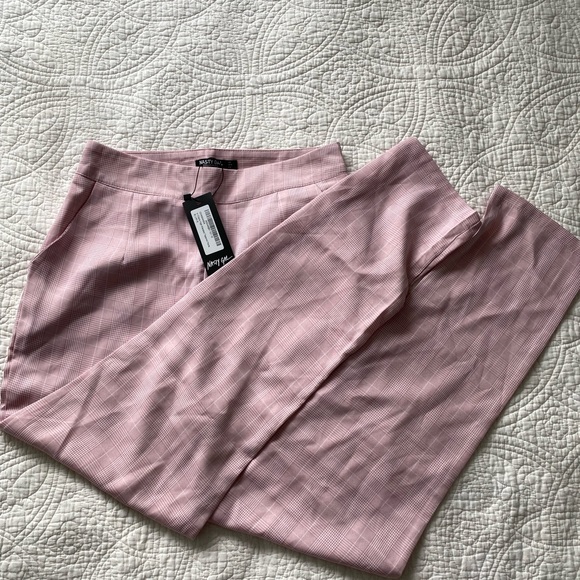 Check High Waisted Slim Fit Tapered Trousers - Picture 6 of 7